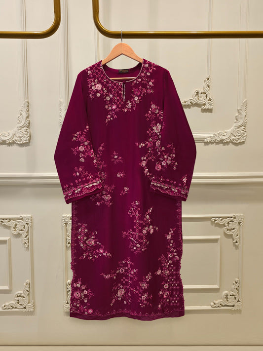 Pure Embroidered Sheesha Silk Shirt S113161