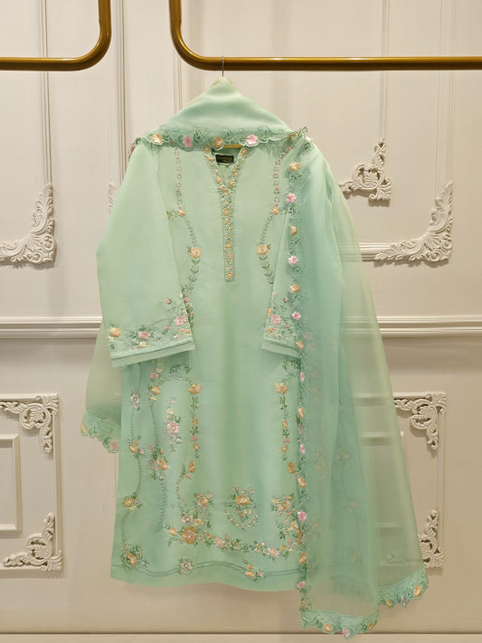 3 Piece- Pure Khaddi Silk Embroidered Suit S112726