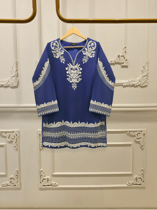 2 Piece - Pure Embroidered Cotton Net Suit S112744