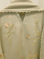 3 Piece - Pure Embroidered Cotton Net Suit S112739