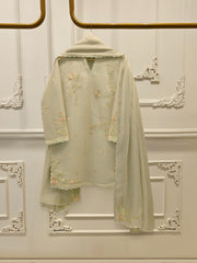 3 Piece - Pure Embroidered Cotton Net Suit S112739