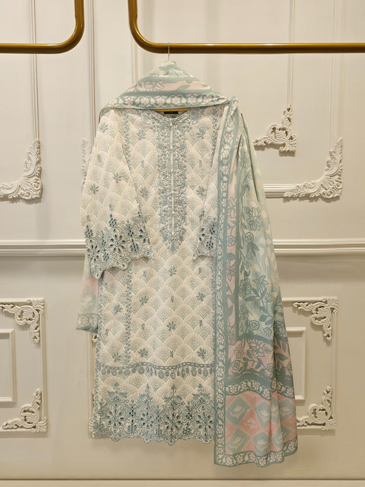 3 Piece - Digital Printed Embroidered Cambric Suit S112754