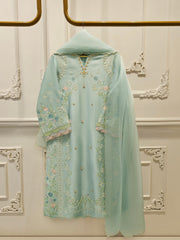 3 Piece- Pure Sheesha Silk Embroidered Suit S113340