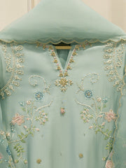 3 Piece- Pure Sheesha Silk Embroidered Suit S113340