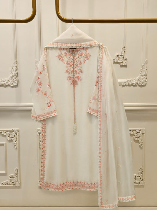 3 Piece - Pure Embroidered Cotton Net Suit S113128