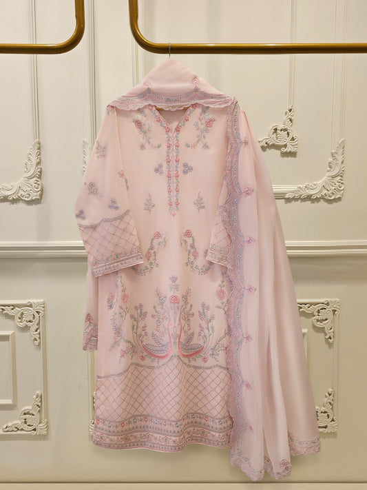 3 Piece - Pure Embroidered Cotton Net Suit S113165