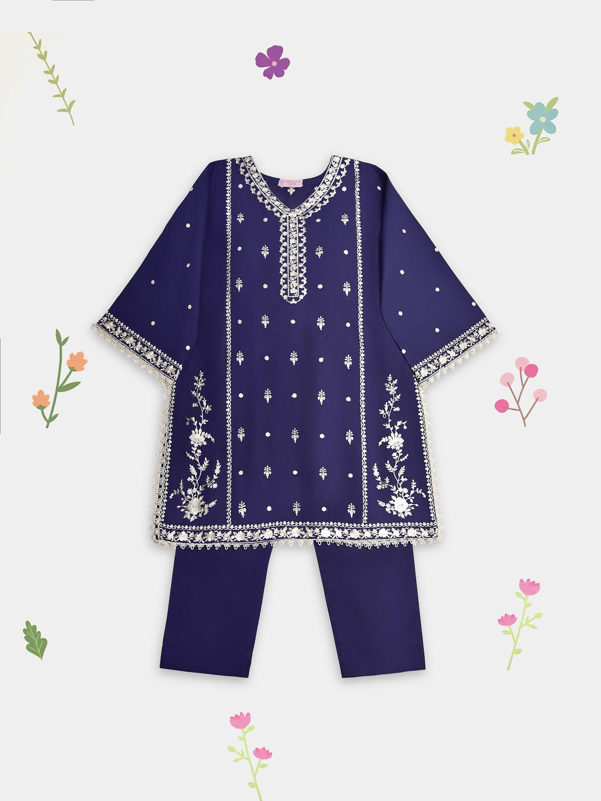 (Kids) 2 Piece - Embroidered Lawn Suit FKD-085