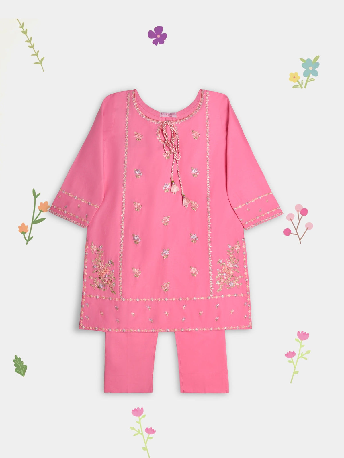 (Kids) 2 Piece - Embroidered Lawn Suit FKD-082