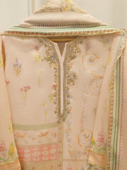 3 Piece - Pure Embroidered Cotton Net Suit S112478