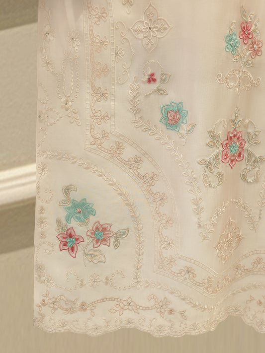 3 Piece-  Pure Embroidered Sheesha Silk Suit S112727