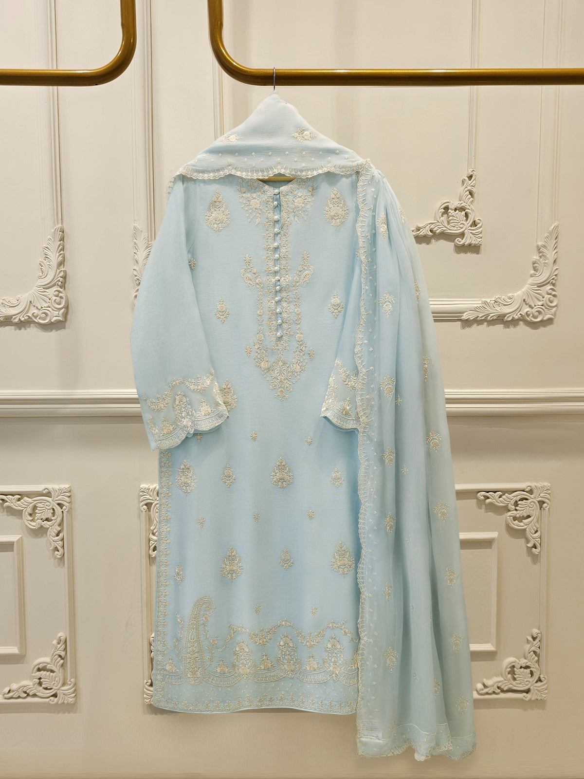 3 Piece - Pure Embroidered Cotton Net Suit S113172