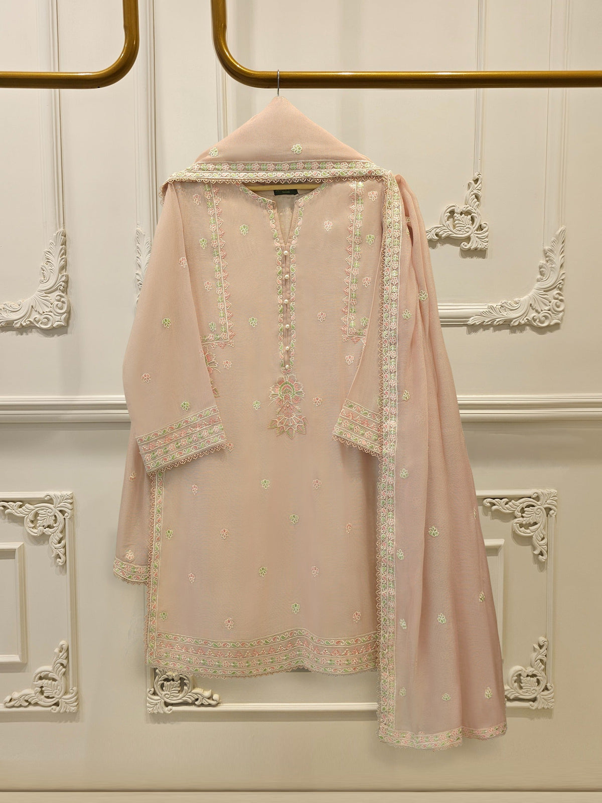 3 Piece - Pure Embroidered Cotton Net Suit S113171