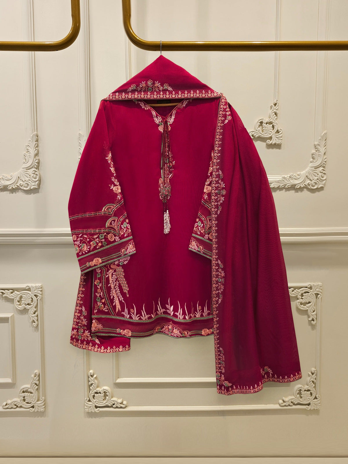 3 Piece - Pure Embroidered Cotton Net Suit S114603