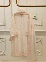 3 Piece - Pure Embroidered Cotton Net Suit S114653