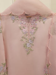 3 Piece - Pure Organza Embroidered Suit S114708
