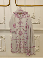 3 Piece - Pure Khaddi Silk Embroidered Suit S114914