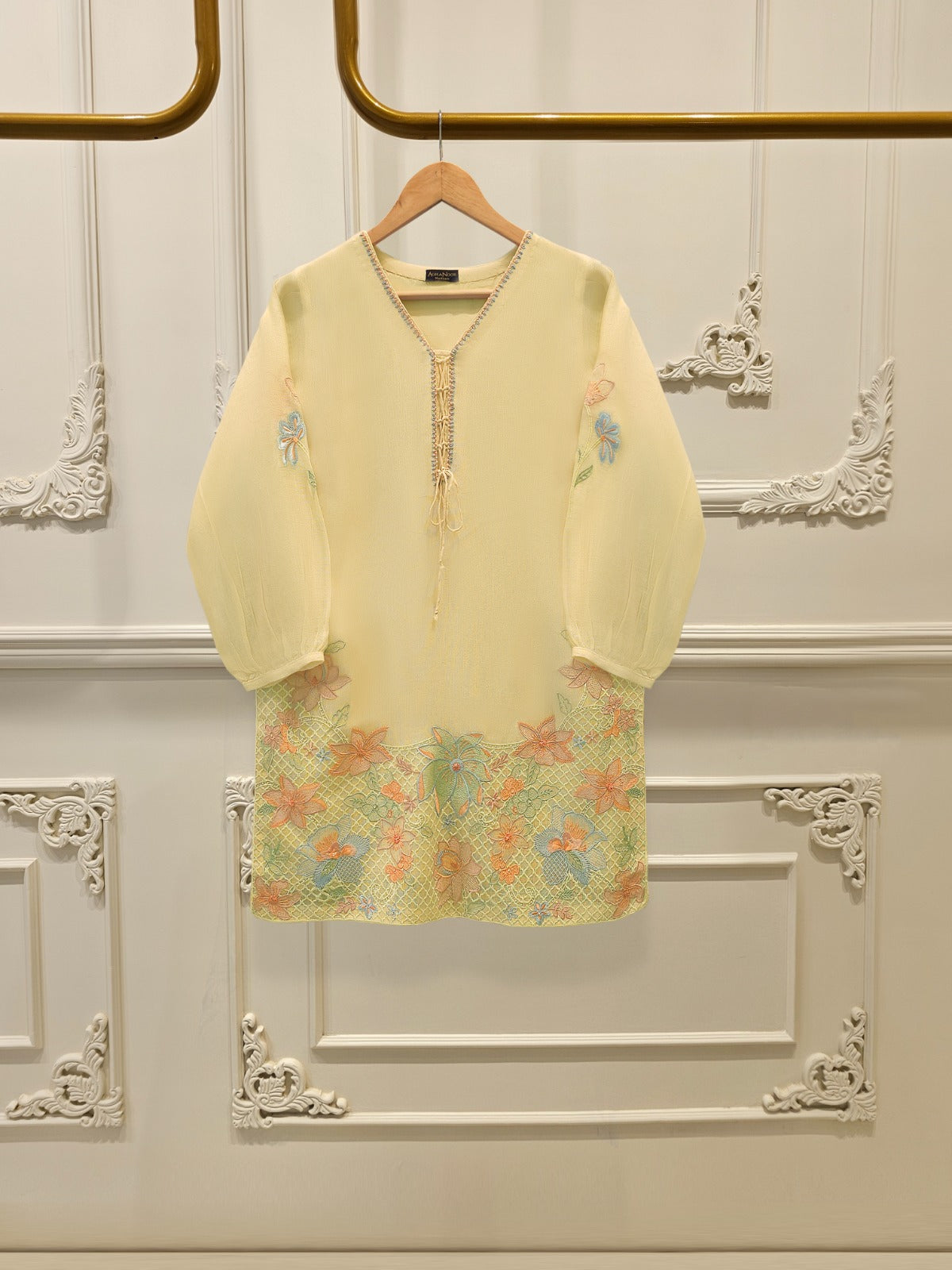 2 Piece - Pure Embroidered Cotton Net Suit S112077