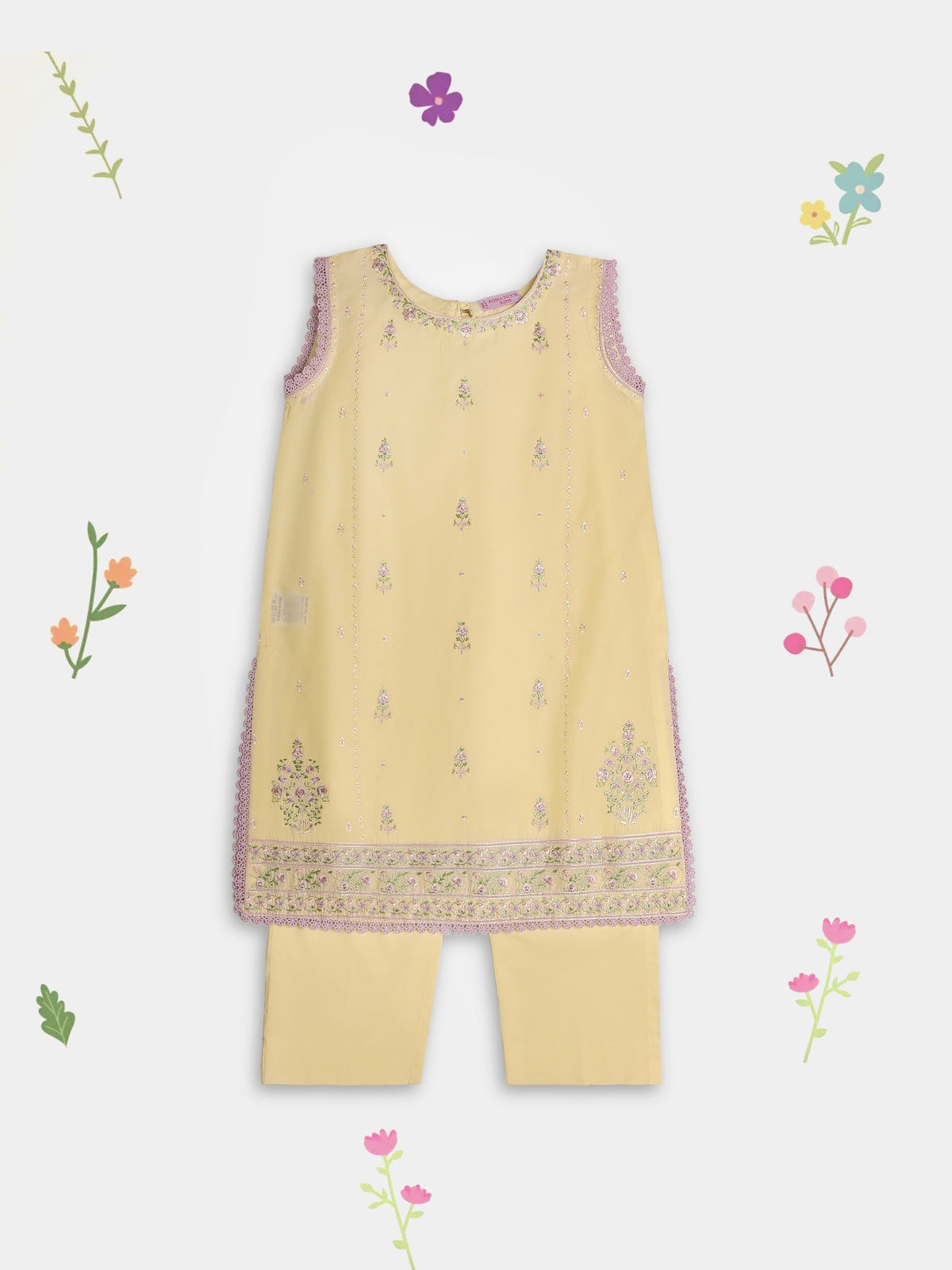 (Kids) 2 Piece - Embroidered Lawn Suit FKD-088