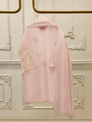 3 Piece - Pure Embroidered Cotton Net Suit S112426