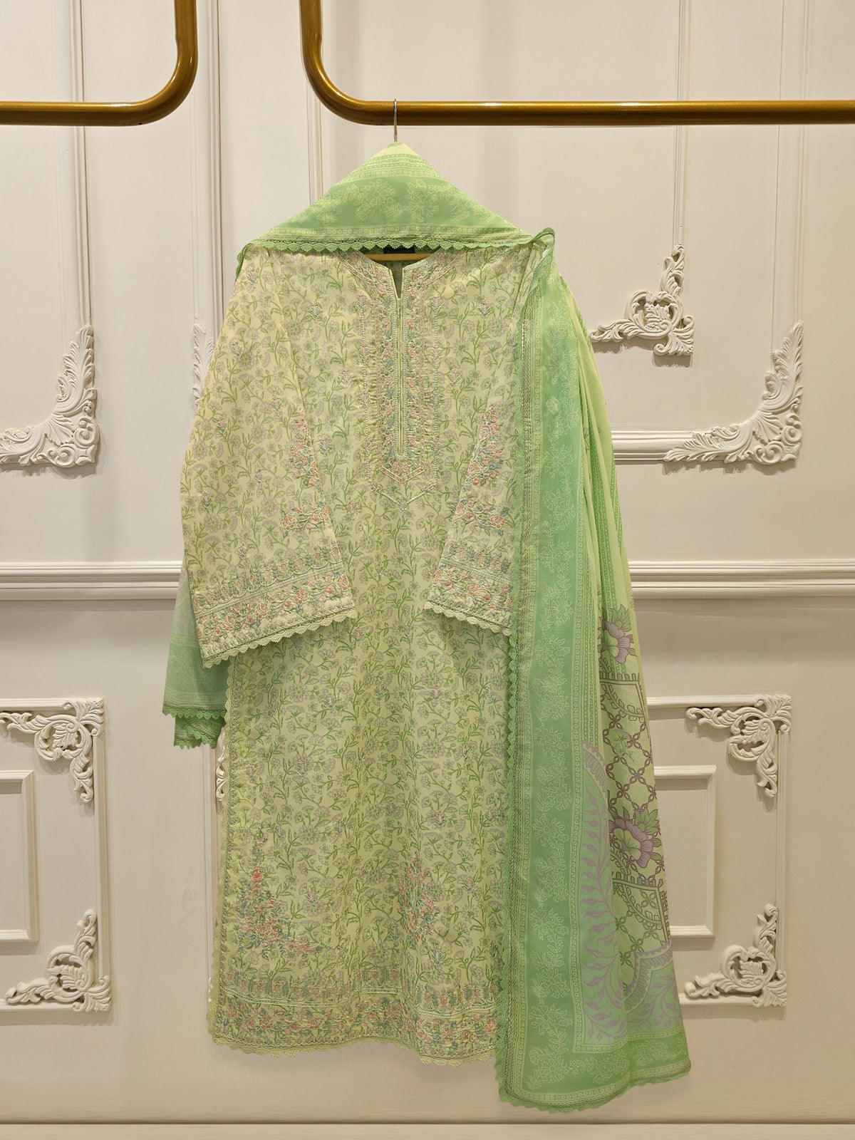 3 Piece - Embroidered Cambric Suit S112695