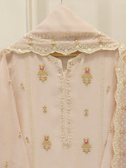 3 Piece - Pure Embroidered Cotton Net Suit S112737