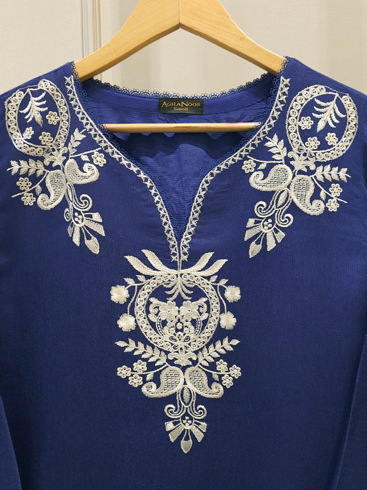 2 Piece - Pure Embroidered Cotton Net Suit S112744