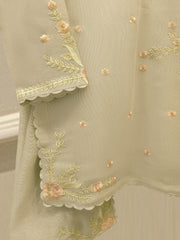 3 Piece - Pure Embroidered Cotton Net Suit S112739