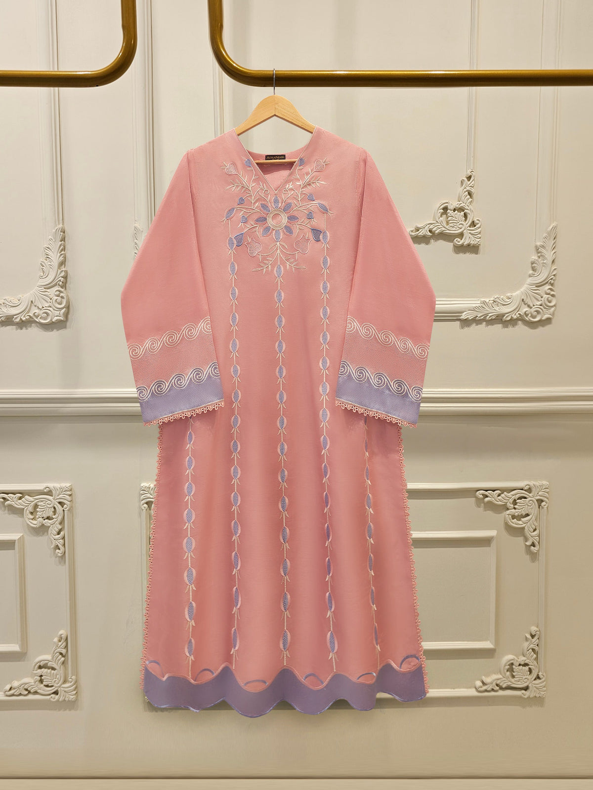 2 Piece- Pure Korean Silk Embroidered Suit S113335