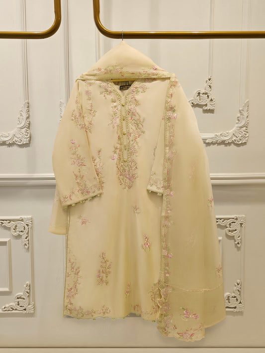 3 Piece - Pure Khaddi Silk Embroidered Suit S113334