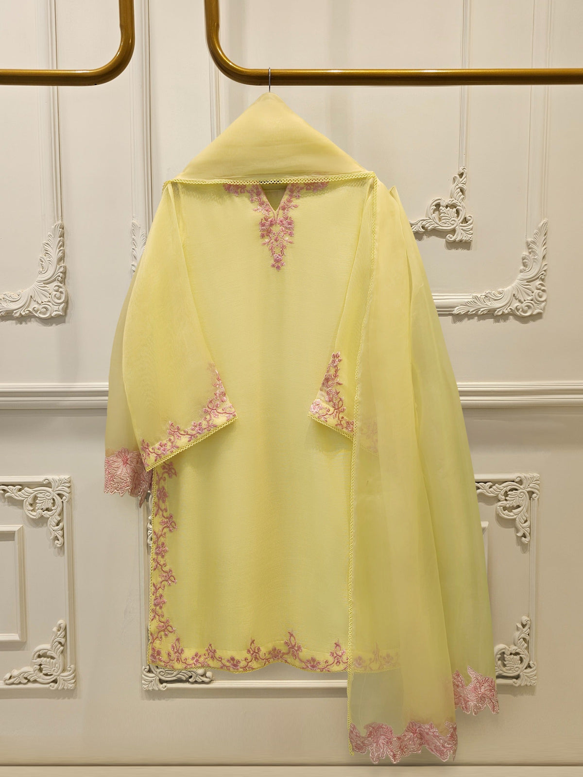 3 Piece - Pure Embroidered Cotton Net Suit S114367